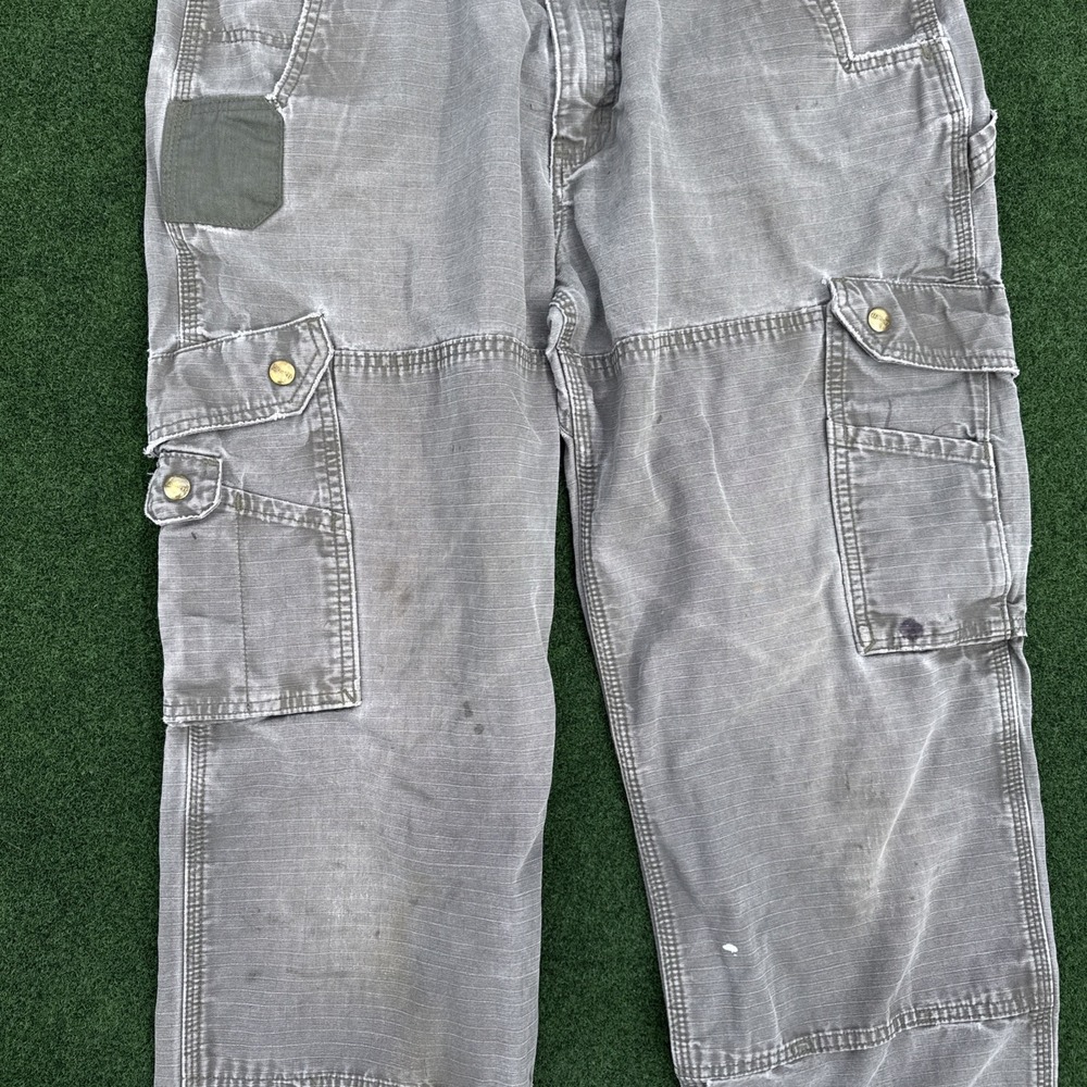 Carhartt Pants Men 36x32 Brown Ripstop Cargo Double Knee Workwear Streetwear Y2K - Picture 3 of 10
